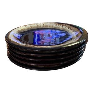 Vintage 5 Pfaltzgraff Gourmet Brown Drip 10⅛" Dinner Plates Lots Of 5